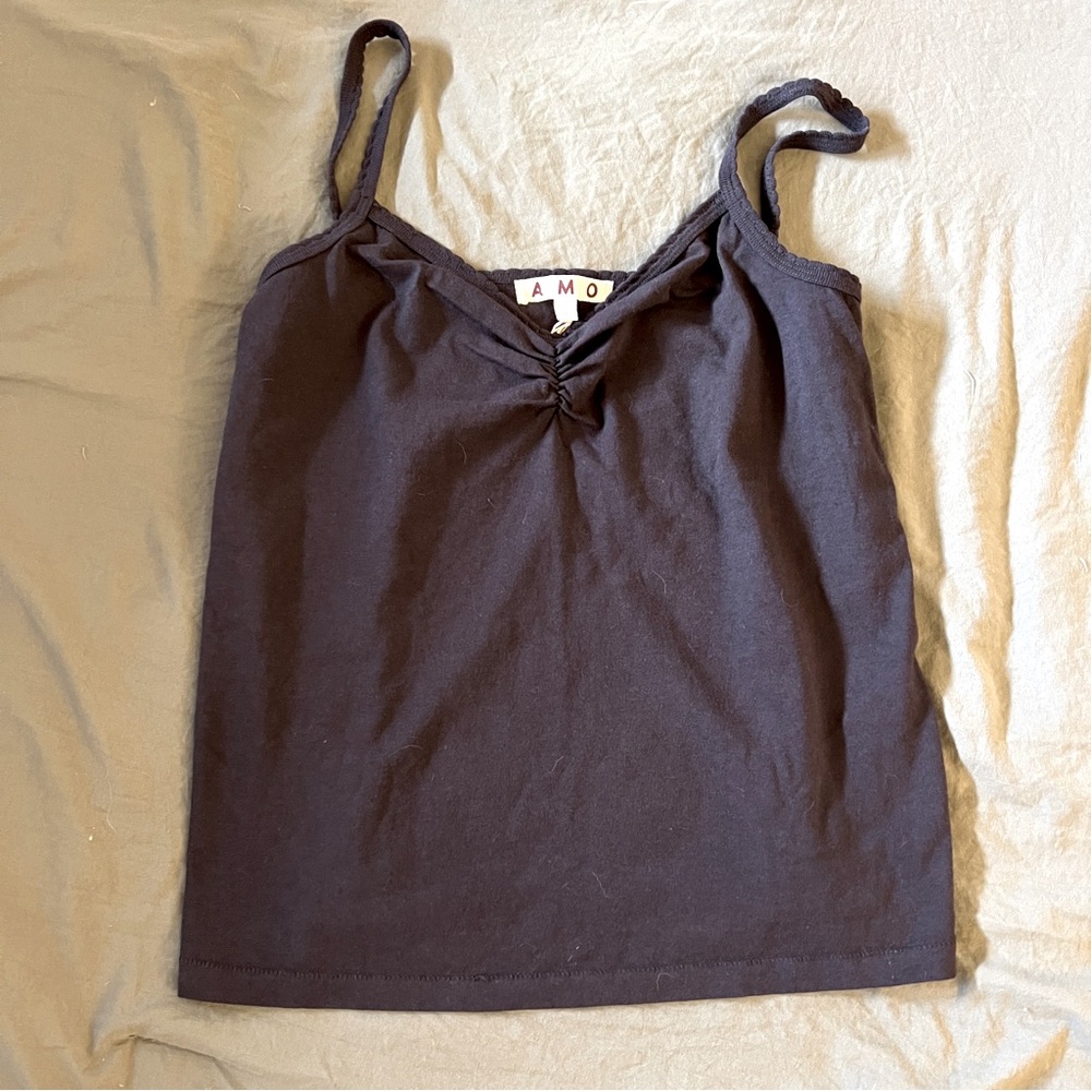 AMO Ruched Front Cotton Tank Camisole - Size L (NWT)